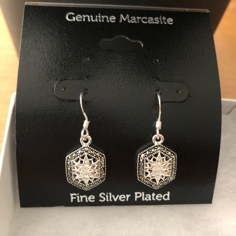 Marcasite earrings fine silver plated